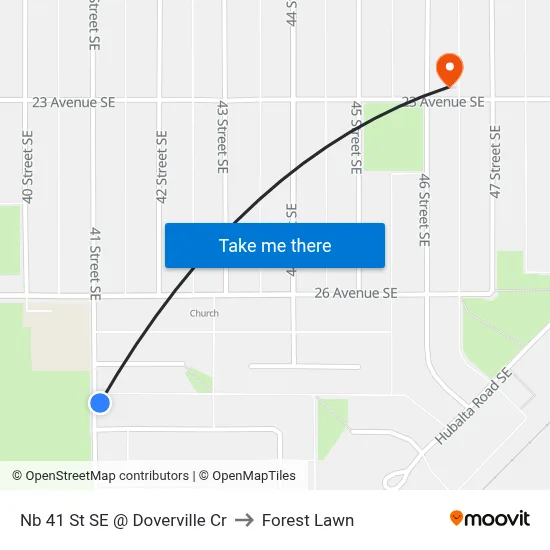 Nb 41 St SE @ Doverville Cr to Forest Lawn map