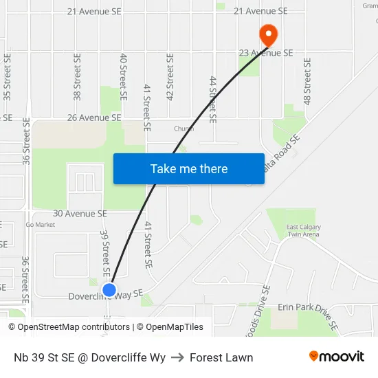 Nb 39 St SE @ Dovercliffe Wy to Forest Lawn map