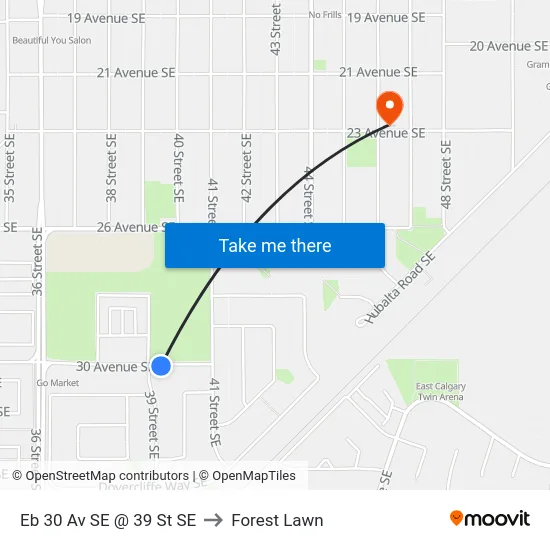 Eb 30 Av SE @ 39 St SE to Forest Lawn map