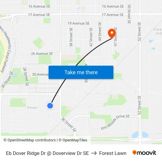 Eb Dover Ridge Dr @ Doverview Dr SE to Forest Lawn map