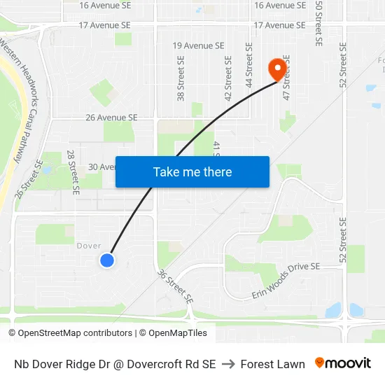 Nb Dover Ridge Dr @ Dovercroft Rd SE to Forest Lawn map