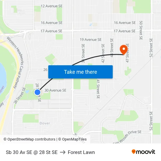 Sb 30 Av SE @ 28 St SE to Forest Lawn map