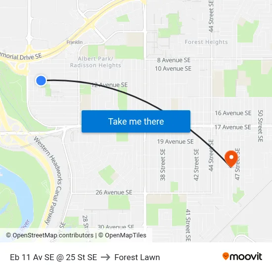 Eb 11 Av SE @ 25 St SE to Forest Lawn map
