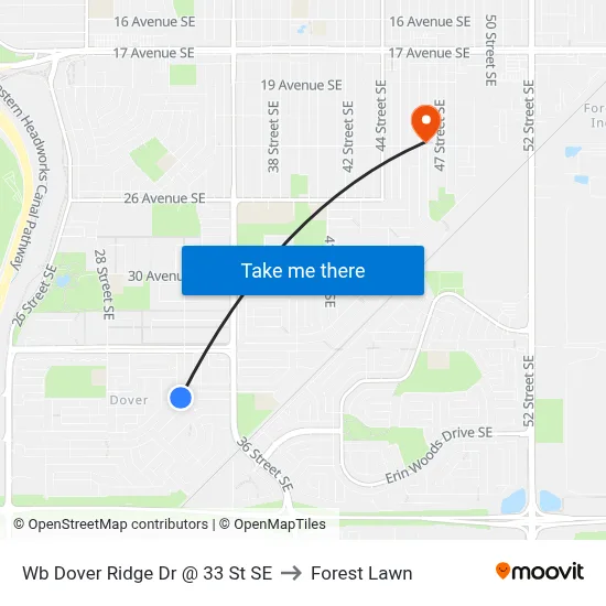 Wb Dover Ridge Dr @ 33 St SE to Forest Lawn map