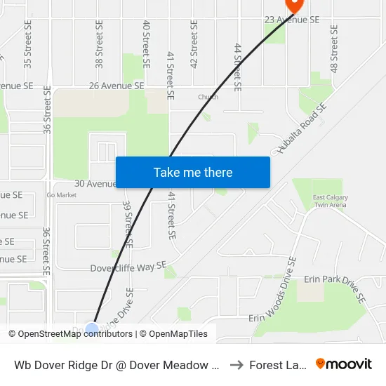 Wb Dover Ridge Dr @ Dover Meadow Cl SE to Forest Lawn map