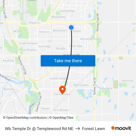 Wb Temple Dr @ Templewood Rd NE to Forest Lawn map