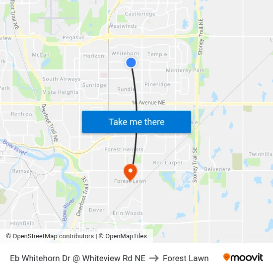 Eb Whitehorn Dr @ Whiteview Rd NE to Forest Lawn map