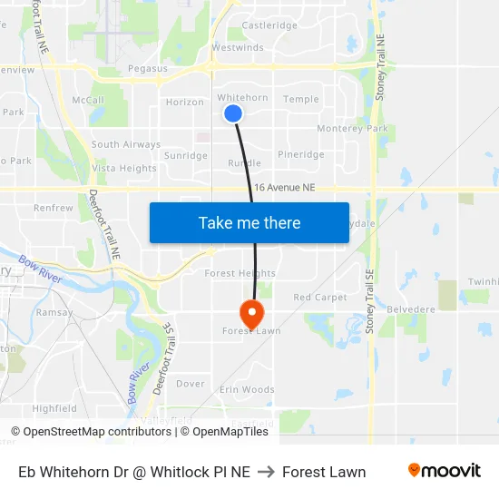 Eb Whitehorn Dr @ Whitlock Pl NE to Forest Lawn map
