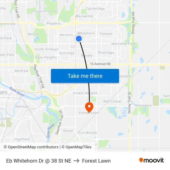 Eb Whitehorn Dr @ 38 St NE to Forest Lawn map