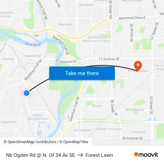 Nb Ogden Rd @ N. Of 34 Av SE to Forest Lawn map