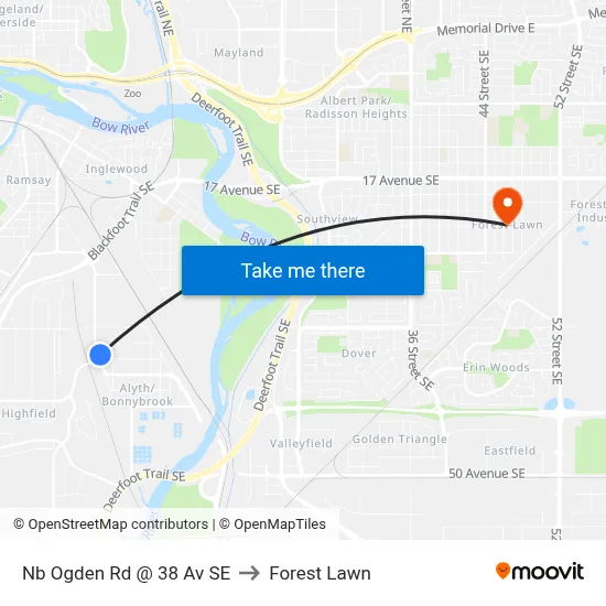 Nb Ogden Rd @ 38 Av SE to Forest Lawn map