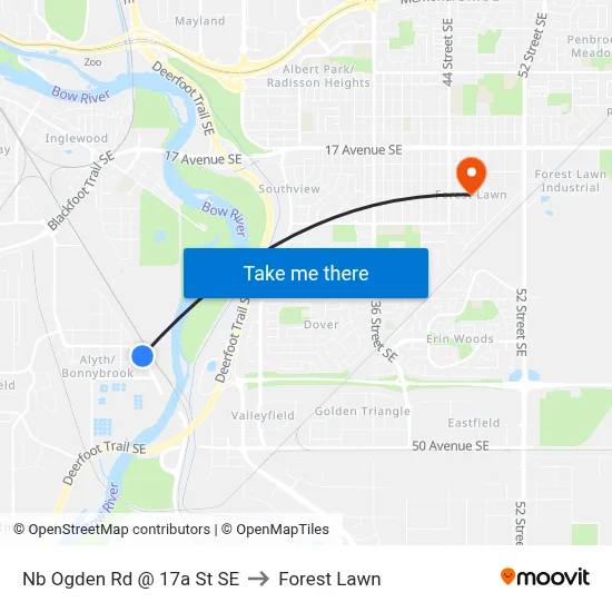 Nb Ogden Rd @ 17a St SE to Forest Lawn map