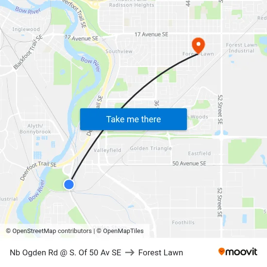 Nb Ogden Rd @ S. Of 50 Av SE to Forest Lawn map