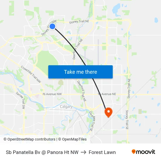 Sb Panatella Bv @ Panora Ht NW to Forest Lawn map