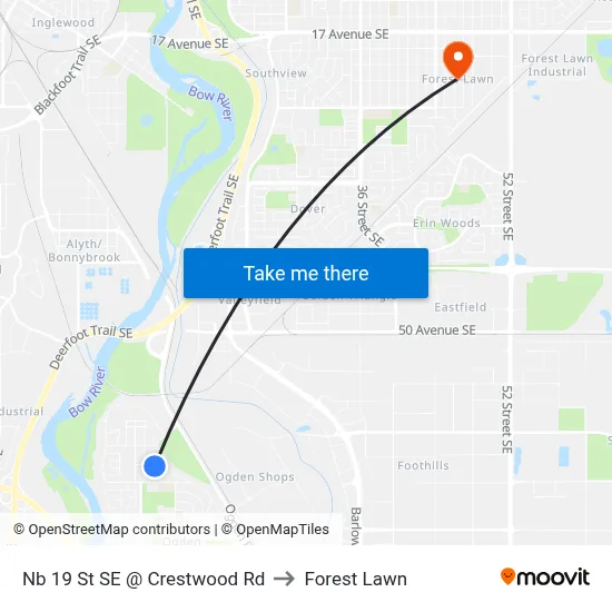 Nb 19 St SE @ Crestwood Rd to Forest Lawn map