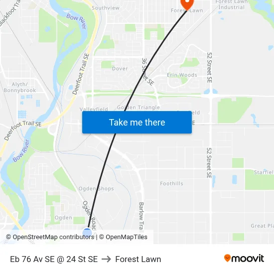 Eb 76 Av SE @ 24 St SE to Forest Lawn map