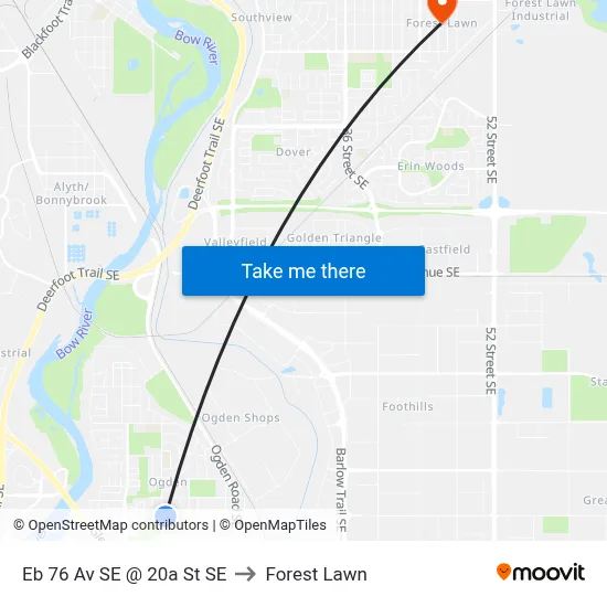 Eb 76 Av SE @ 20a St SE to Forest Lawn map