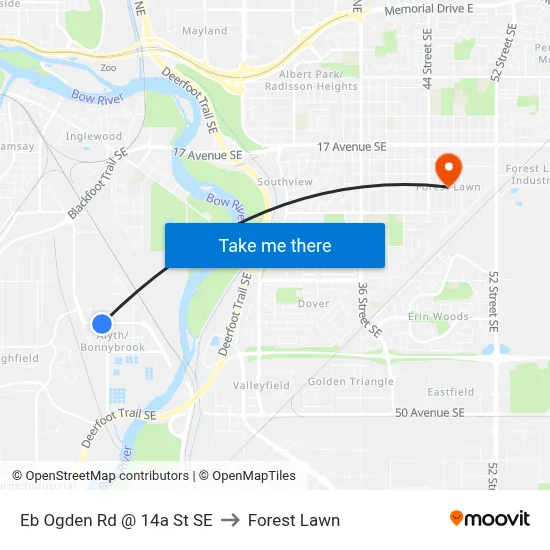 Eb Ogden Rd @ 14a St SE to Forest Lawn map