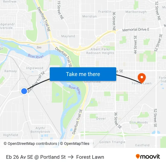 Eb 26 Av SE @ Portland St to Forest Lawn map