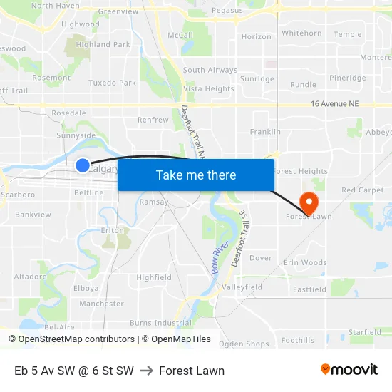 Eb 5 Av SW @ 6 St SW to Forest Lawn map
