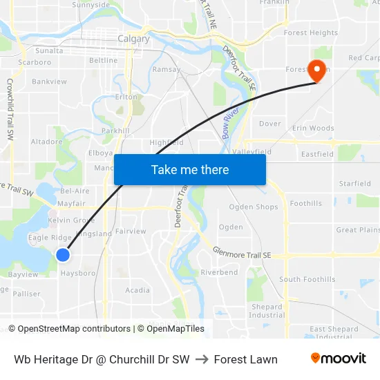 Wb Heritage Dr @ Churchill Dr SW to Forest Lawn map