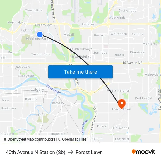 40th Avenue N Station (Sb) to Forest Lawn map
