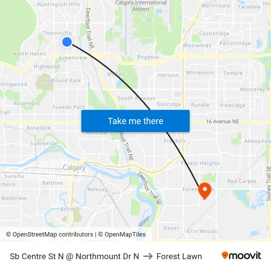 Sb Centre St N @ Northmount Dr N to Forest Lawn map