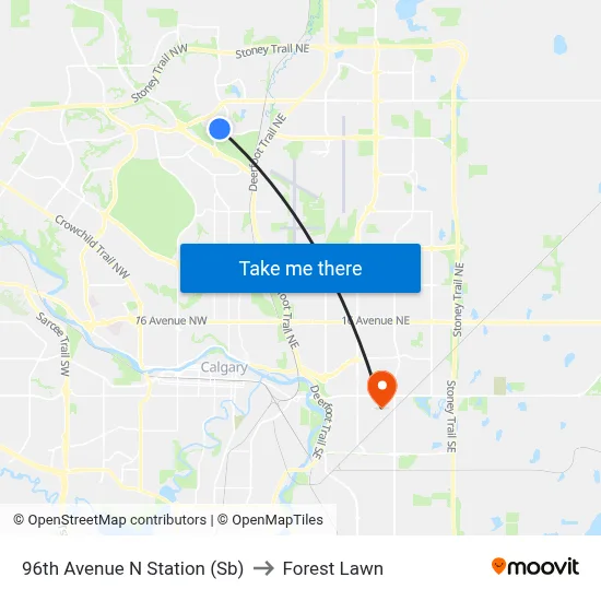 96th Avenue N Station (Sb) to Forest Lawn map