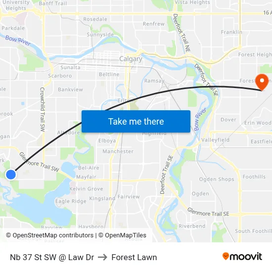 Nb 37 St SW @ Law Dr to Forest Lawn map