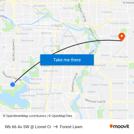 Wb 66 Av SW @ Lionel Cr to Forest Lawn map