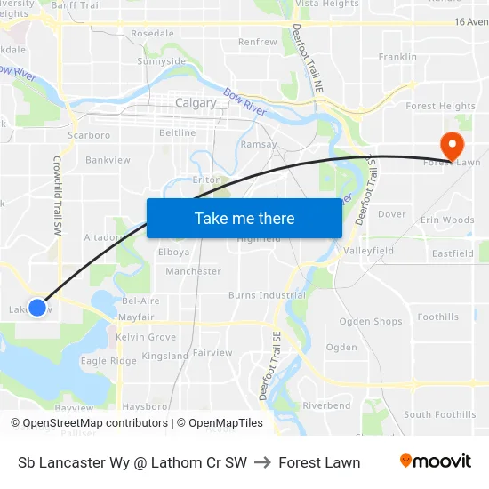Sb Lancaster Wy @ Lathom Cr SW to Forest Lawn map
