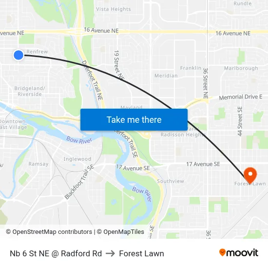 Nb 6 St NE @ Radford Rd to Forest Lawn map