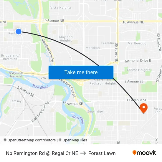 Nb Remington Rd @ Regal Cr NE to Forest Lawn map