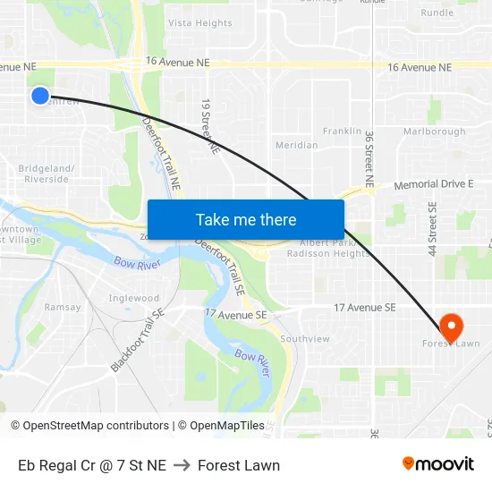 Eb Regal Cr @ 7 St NE to Forest Lawn map