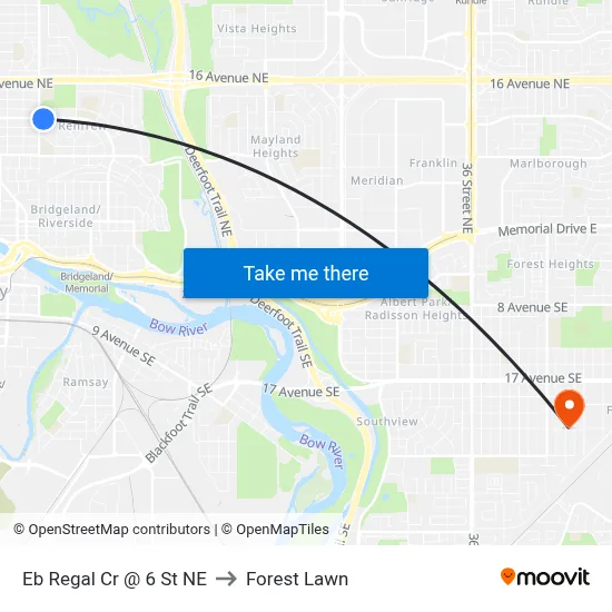 Eb Regal Cr @ 6 St NE to Forest Lawn map