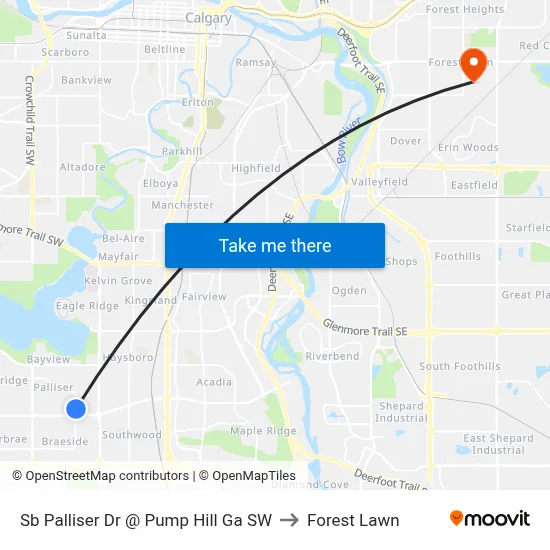 Sb Palliser Dr @ Pump Hill Ga SW to Forest Lawn map