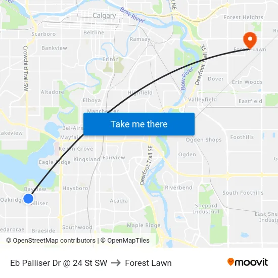 Eb Palliser Dr @ 24 St SW to Forest Lawn map