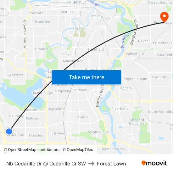 Nb Cedarille Dr @ Cedarille Cr SW to Forest Lawn map