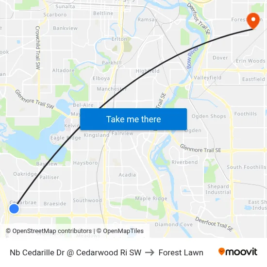 Nb Cedarille Dr @ Cedarwood Ri SW to Forest Lawn map