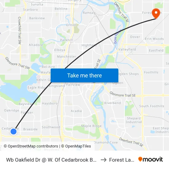 Wb Oakfield Dr @ W. Of Cedarbrook Ba SW to Forest Lawn map