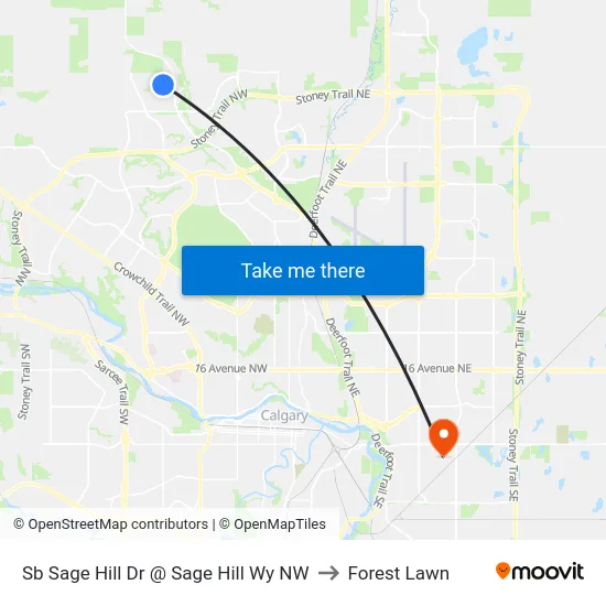 Sb Sage Hill Dr @ Sage Hill Wy NW to Forest Lawn map