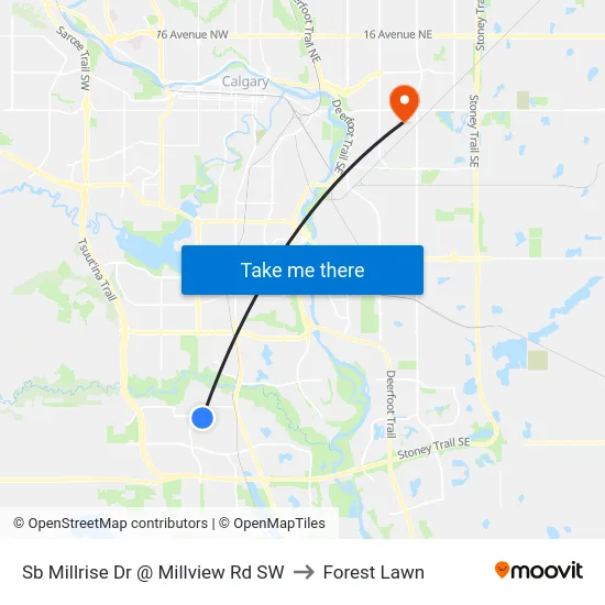 Sb Millrise Dr @ Millview Rd SW to Forest Lawn map