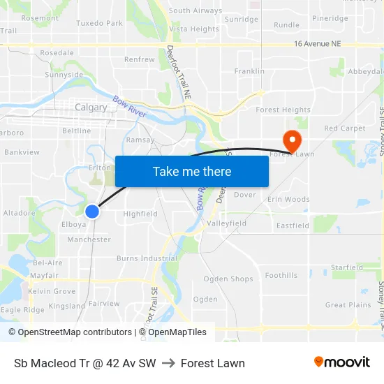 Sb Macleod Tr @ 42 Av SW to Forest Lawn map