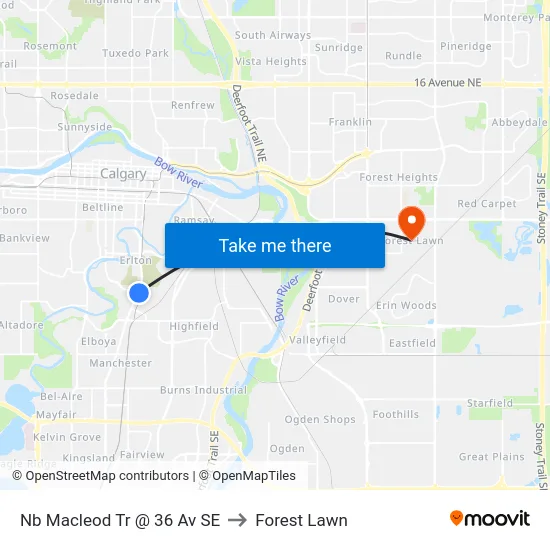 Nb Macleod Tr @ 36 Av SE to Forest Lawn map