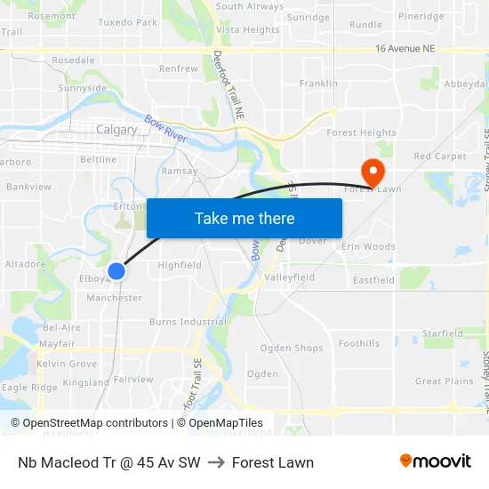 Nb Macleod Tr @ 45 Av SW to Forest Lawn map