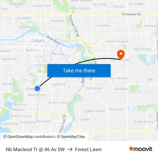 Nb Macleod Tr @ 46 Av SW to Forest Lawn map