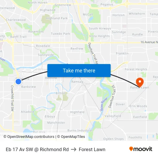 Eb 17 Av SW @ Richmond Rd to Forest Lawn map