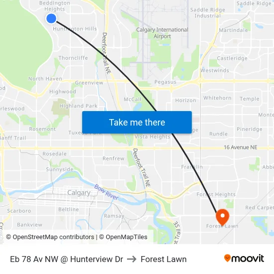 Eb 78 Av NW @ Hunterview Dr to Forest Lawn map