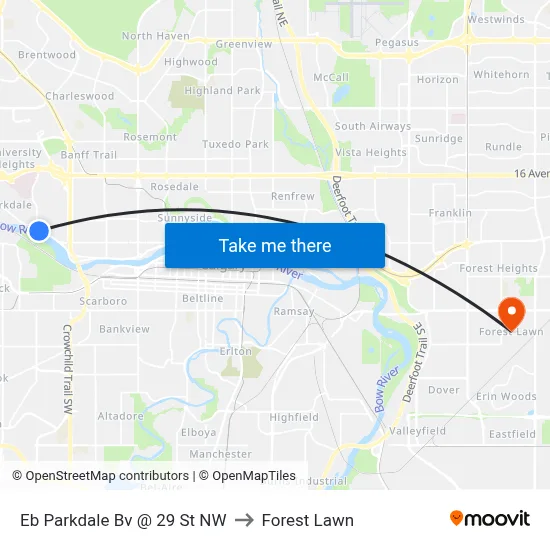 Eb Parkdale Bv @ 29 St NW to Forest Lawn map