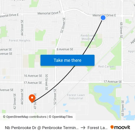 Nb Penbrooke Dr @ Penbrooke Terminal SE to Forest Lawn map